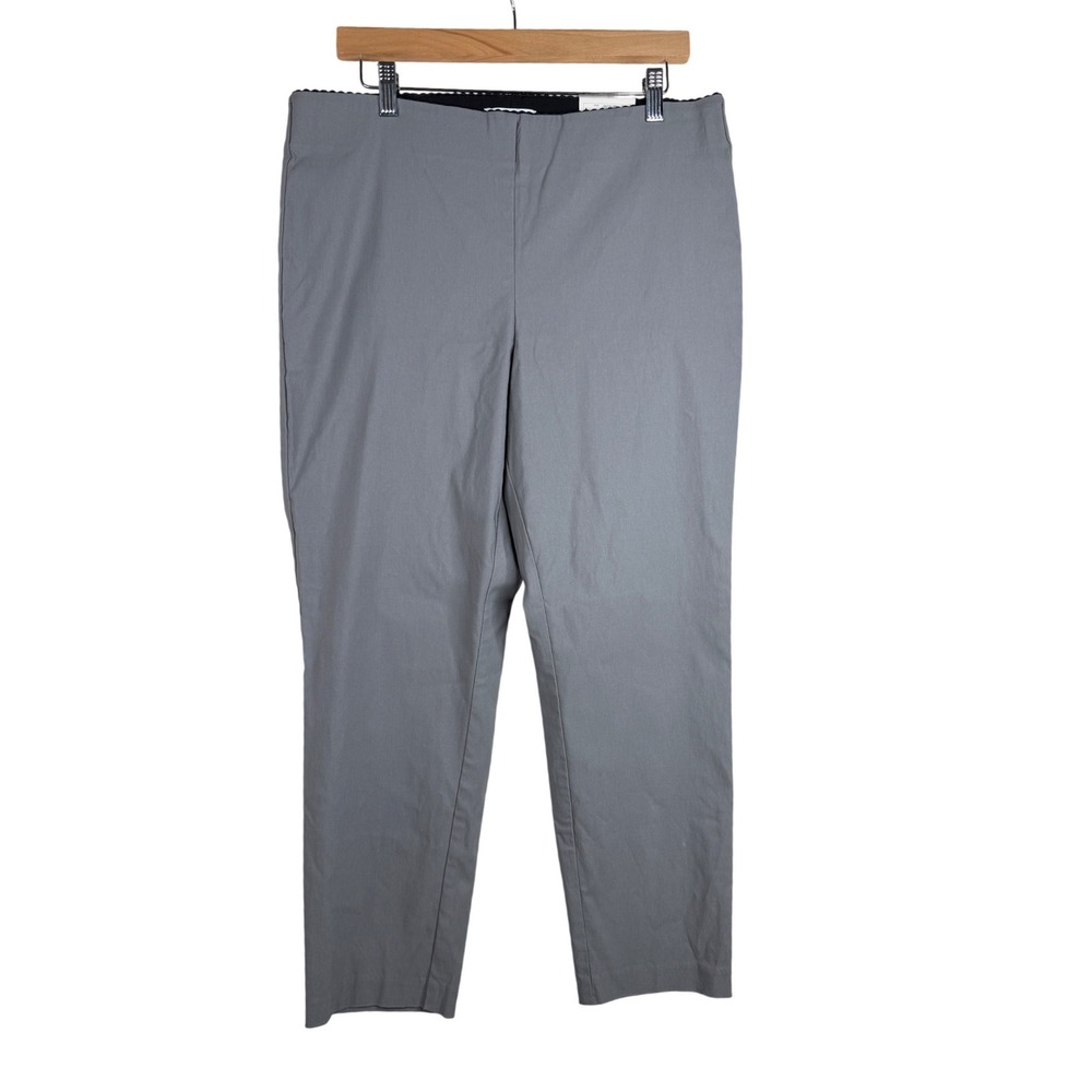 New Elle Scalloped Skinny Ankle Mid Rise Pant size‎ Large Gray